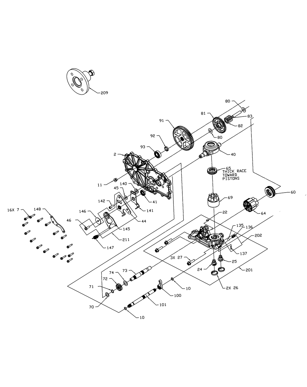 Transmission-Left Hand Lower Diagram and Parts List for Z-FORCE60 53AA5BBJ-53AA5BBJ710 Cub Cadet Lawn Tractor